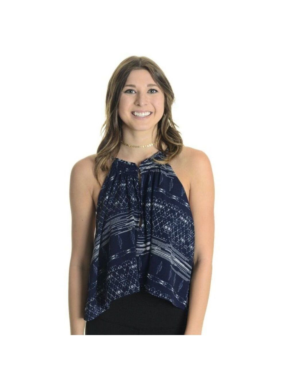 Stillwater Split Front Keyhole Neck Crop Tank Top